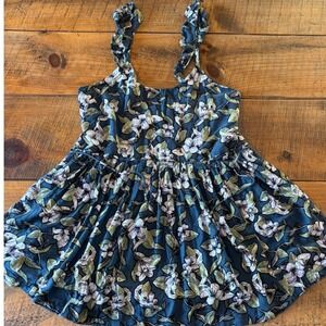 Free People Womens Teal Floral Summer Babydoll Tank Tunic Top Size Small